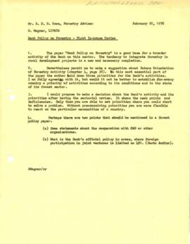 Bank Administration and Policy - Agriculture and Rural Development Advisory Panel 1975 / 1977 Correspondence - Volume 1