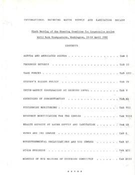International Drinking Water Supply and Sanitation Decade - Ninth Meeting of the Steering Committee for Cooperative Action - World Bank Headquarters, Washington, 15-16 April 1982 - Volume 1