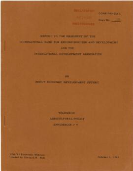 Volume 3, agricultural policy appendices I-V
