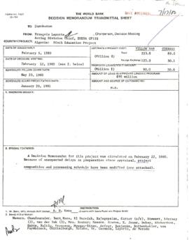 Algeria - Sixth Education Project (06) - Loan Committee Project File