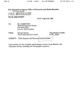 United States Information Agency [USIA] Russian and Ukraine Questionnaires