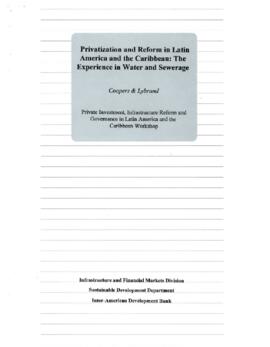 Privatisation and Reform in Latin America and the Caribbean - The Experience in Water and Sewerage - Coopers and Lybrand - Private Investment, Infrastructure Reform and Governance in Latin America and the Caribbean Workshop