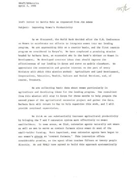 Women in Development - Country Strategies - Kenya - Draft Letter to Harris Mule