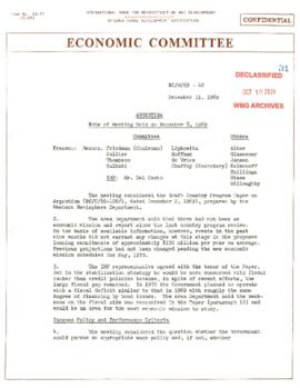 Economic Committee Papers - Argentina - EC/M/69-42 - Note of Meeting Held on December 8, 1969