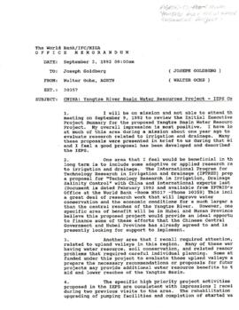 Agricultural Technology and Services Division [AGRTN] - China - Agriculture - General - 1992 Correspondence - Volume 1