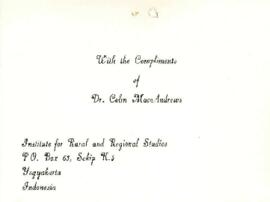 Wagimin and his Family - A Transmigrant - Purwanta Iskandar - Life History Series LH 12 - March 1978 - Institute of Rural and Regional Studies - Gadjah Mada University - Yogyakarta