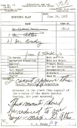 Economic Committee Papers - Argentina - EC/M/68 - Minutes of Special Meeting