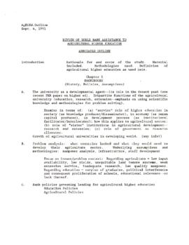 Agricultural Higher Education - Background Material on Special Study of the Effectiveness of Bank Project Supervision - September 1991 (Fall) - Drafts - Text