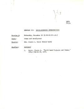 Women in Development - Economic Development Institute [EDI] Activities - 1979 - 1985