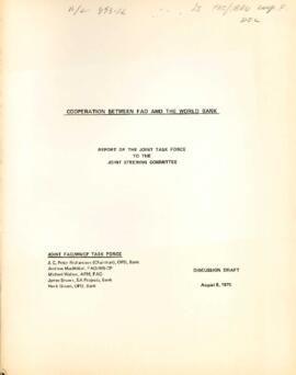 Bank Administration and Policy : Food and Agriculture Organization : Food and Agriculture Organization [FAO] / International Bank for Reconstruction and Development [IBRD] Cooperative Program -1975 / 1977 Correspondence - Volume 1