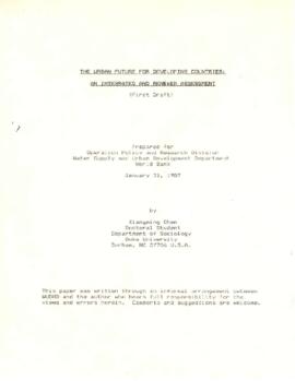 Water Supply and Urban Development Research Material - Xiangming Chan Papers - December 1986 - January 1987