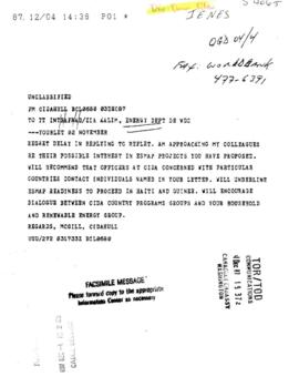 Energy Sector Management Assistance Programme [ESMAP] Donors - Canada - Canadian International Development Agency [CIDA] - Correspondence