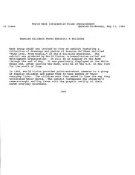 World Vision Exhibit at the World Bank - May 1996