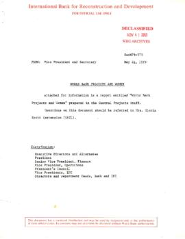 World Bank Projects and Women - Gloria L. Scott - Adviser on Women in Development - May 18, 1979