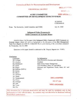 Shared Unit Files - Policy Development Records - Safeguard Policy Framework - Correspondence File - 2000