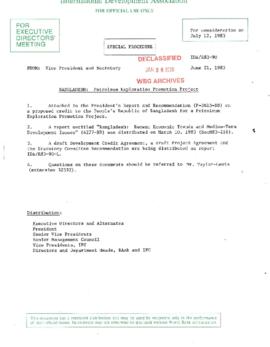 Bangladesh - Petroleum Exploration Promotion Project - Second Hydrocarbon Project - Loan Committee Project File