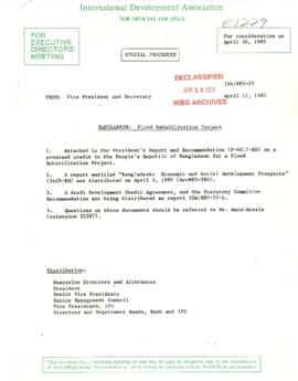 Bangladesh - Flood Rehabilitation Project - Loan Committee Project File
