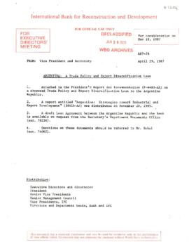 Argentina - Trade Policy and Export Diversification Project - Loan Committee Project File