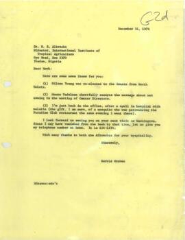 CGIAR - G-5 - International Institute of Tropical Agriculture (IITA) - Correspondence 72/74-02