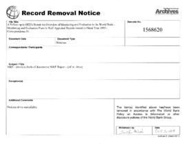 A Follow-up to OED's Report An Overview of Monitoring and Evaluation in the World Bank - Monitoring and Evaluation Plans in Staff Appraisal Reports Issued in Fiscal Year 1995 - Correspondence 01