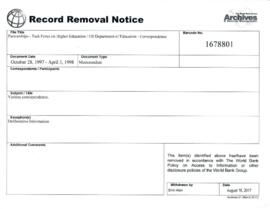 Partnerships - Task Force on Higher Education / US Department of Education - Correspondence