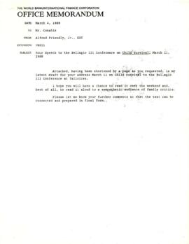 Bellagio 3 - Conference of the Task Force on Child Survival - Correspondence