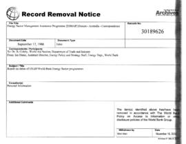 Energy Sector Management Assistance Programme [ESMAP] Donors - Australia - Correspondence