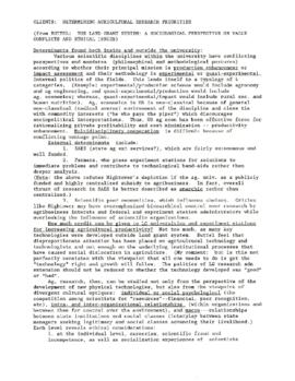 Agricultural Higher Education - Background Material on Special Study of the Effectiveness of Bank Project Supervision - Notes on Extension and Research