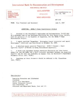 Argentina - Fifth Servicios Electricos Del Gran Buenos Aires [SEGBA] (05) Power Distribution Project - Loan Committee Project File