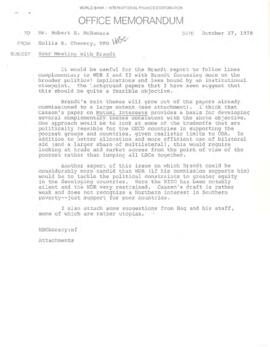 Hollis B. Chenery Papers - McNamara Discussions - Notebooks / Memoranda - 1978 (January - October)