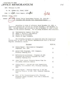 Subject Files of the Forestry Program: Forestry Projects - Sri Lanka - Correspondence