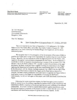 Upper Krishna Irrigation Project (02) - India - Credit 2010, Loan 3050 - P009898 - Special OED Study - Correspondence - Volume 2 - Asthr R and R Files
