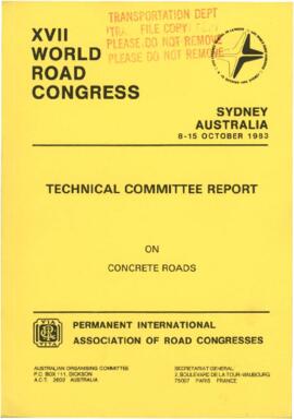 Conferences - 1976 - Seventeenth World Road Congress - Sidney, Australia - October 8-15, 1983 - Reports