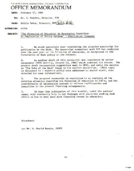 Financing Education in Developing Countries - Finance Policy Papers - Publication Proposal