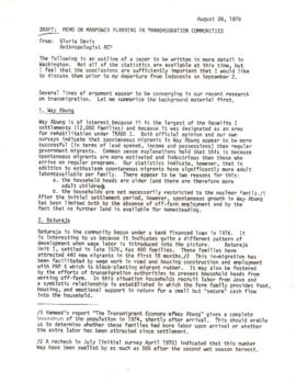 Draft Memo on Manpower Planning in Transmigration Communities