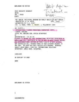 G8 - Seminar on Family Health in West Africa - Banjul, Gambia - 1986 - Correspondence