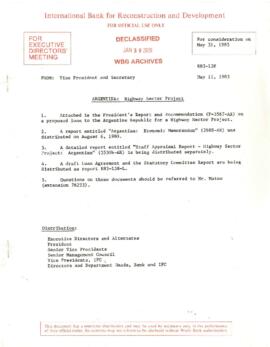 Argentina - Highway Sector Project - Loan Committee Project File