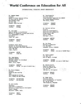 World Conference on Education for All Subject Files - Regional Consultations - List of Participants