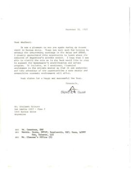 A W Clausen Presidents Papers - Outgoing Chronological Records - December 1985 - Volume 54