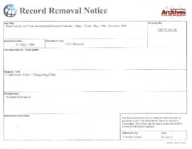 Water Supply and Urban development Research Material - China - Urban - May 1986 - December 1986