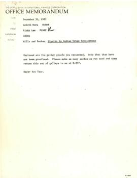 Water Supply and Urban Development Research Material - Indian Urban Development - Koichi Mera - Vibhooti Shukla - Edwin S. Mill - Charles Becker - December 1985 - December 1986