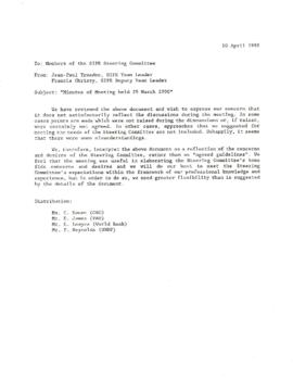 Study of International Fisheries Research: Committee Meeting, October 1989 - Correspondence