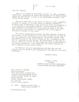 Women in Development - United Nations - Correspondence by Mrs. Shahani