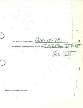 CGIAR - G-7 - International Crops Research Institute for the Semi-Arid Tropics (ICRISAT) - Correspondence 72/74-02