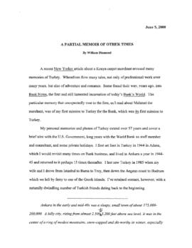 William Diamond Speech Transcripts - June 1999 - Memoirs of the Beginnings of EDI (June 1999) and A Partial Memoir of Other Times (June 2000)