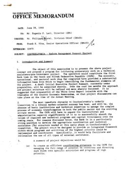 Czechoslovakia - Technical and Financial Advisory project and other topics