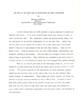 Agriculture and Rural Development - Conferences - The White House - Correspondence