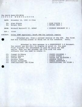 Agriculture [AGR] - Agricultural Policy Division [AP] - China - Agriculture - General - 1992 Correspondence - Volume 1