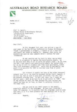 Conferences - 1977 - Pan African Conference on Highway Maintenance and Rehabilitation - Ghana - November 1997 - Correspondence