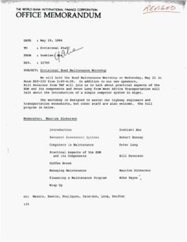 Highway Conferences and Courses - EMPTR - Divisional Workshop - May 1986 - Notes, Transparencies, Correspondence